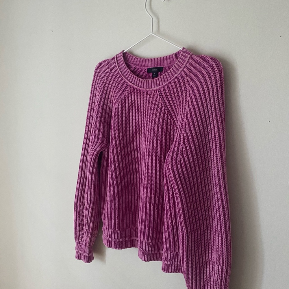 J. Crew Pink Cotton Chunky Knit Sweater